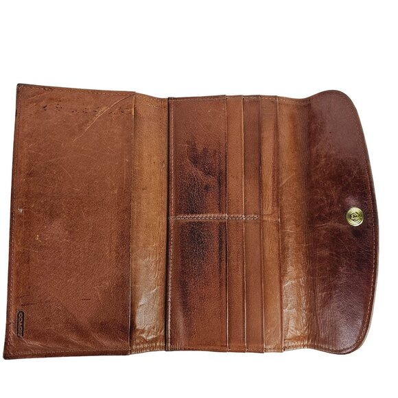 Vintage 1970's Coach Brown Leather Turnkey Crossbody with Matching Wallet, EUC - Picture 7 of 8